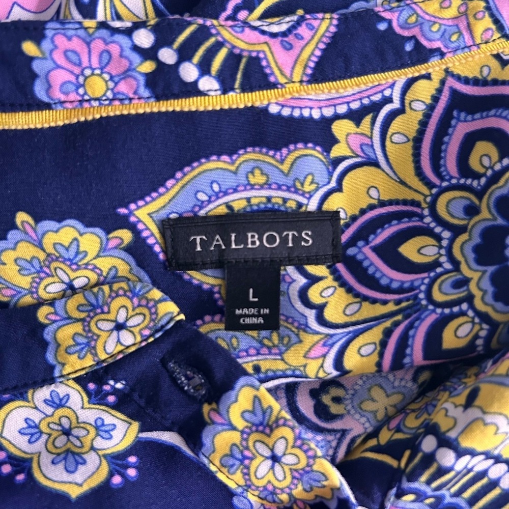 Talbots Paisley Tunic Blouse Blue Large - Picture 7 of 14